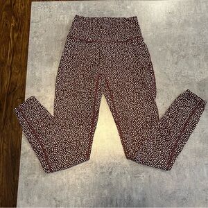 High-Waist Maroon & White Dot Leggings - Size Small
